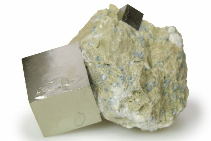 Two Natural Pyrite Cubes In Rock - Navajun, Spain #265330